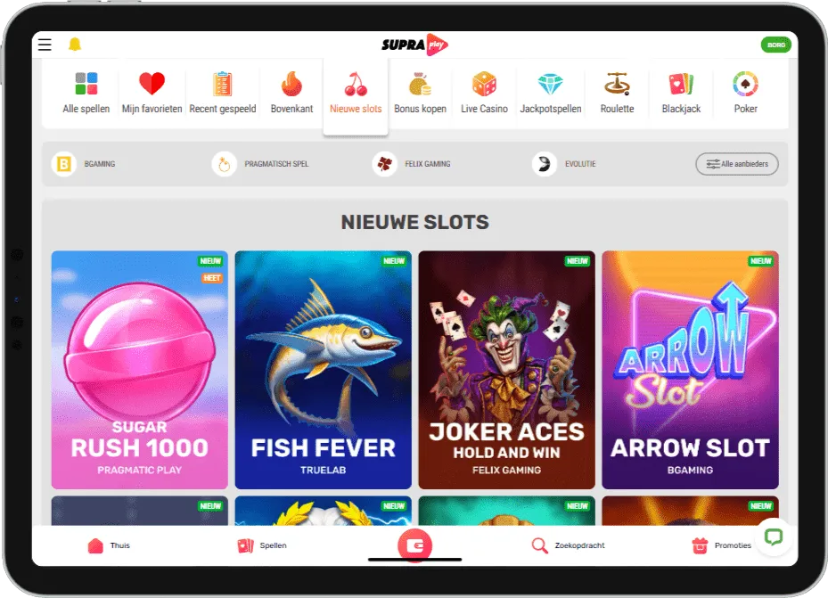 Naar gokkasten bij Supraplay online casino
