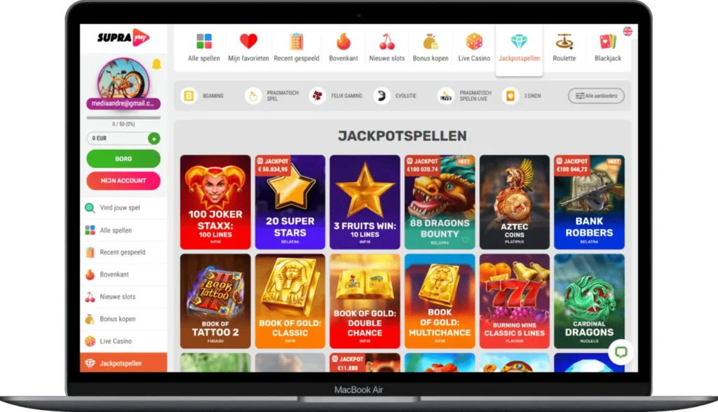 Jackpotspellen bij Supraplay online casino