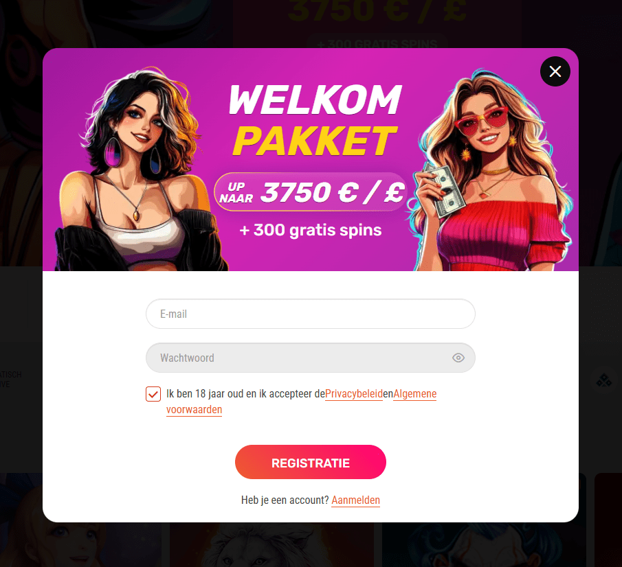 SupraPlay account registratieformulier
